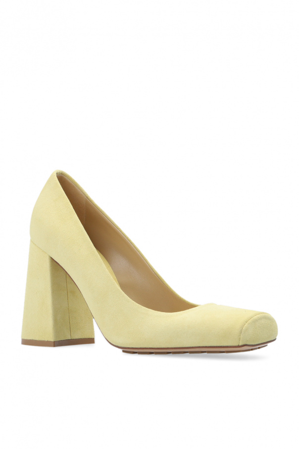 ボッテガヴェネタ Bottega Veneta Tower Pumps Bottega Veneta Tower Square Toe Ankle Strap Pumps in Fondant